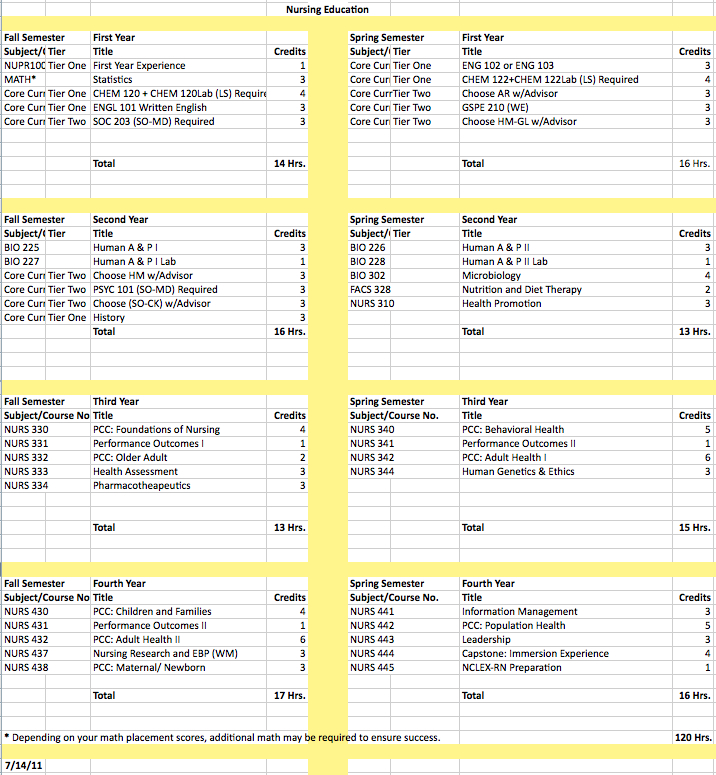 Nursing what are the core subjects in college Nursing what are the core subjects in college